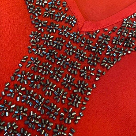 Parker red 100% silk blouse with beaded detail - Picture 5 of 9